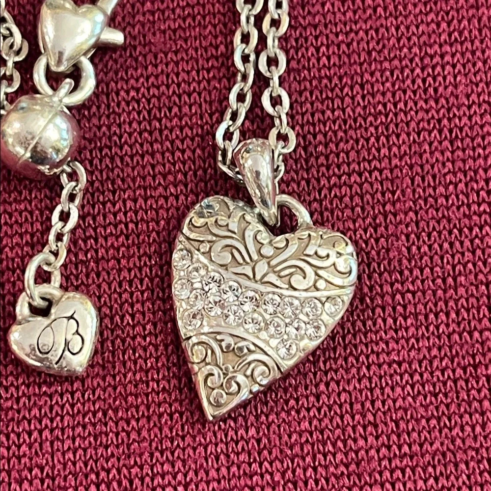 Retired Brighton reversible love rhinestone heart adjustable necklace - Picture 3 of 14